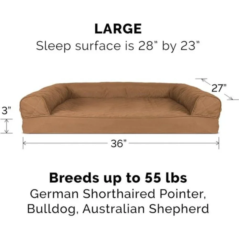 Orthopedic Dog Bed w/ Removable Bolsters & Washable Cover, Toasted Brown, Large